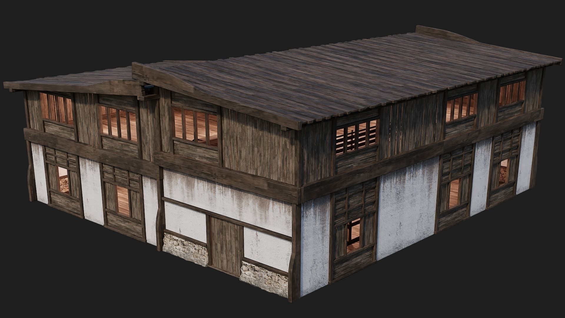4 Old Buildings Pack 4K Textures GameReady 177 to 180 Low-poly 3D model_41