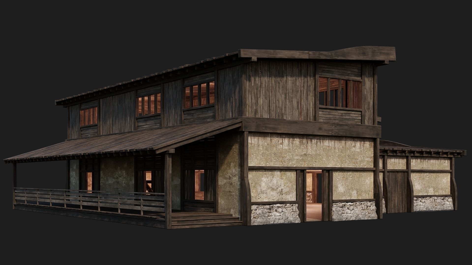 4 Old Buildings Pack 4K Textures GameReady 177 to 180 Low-poly 3D model_25