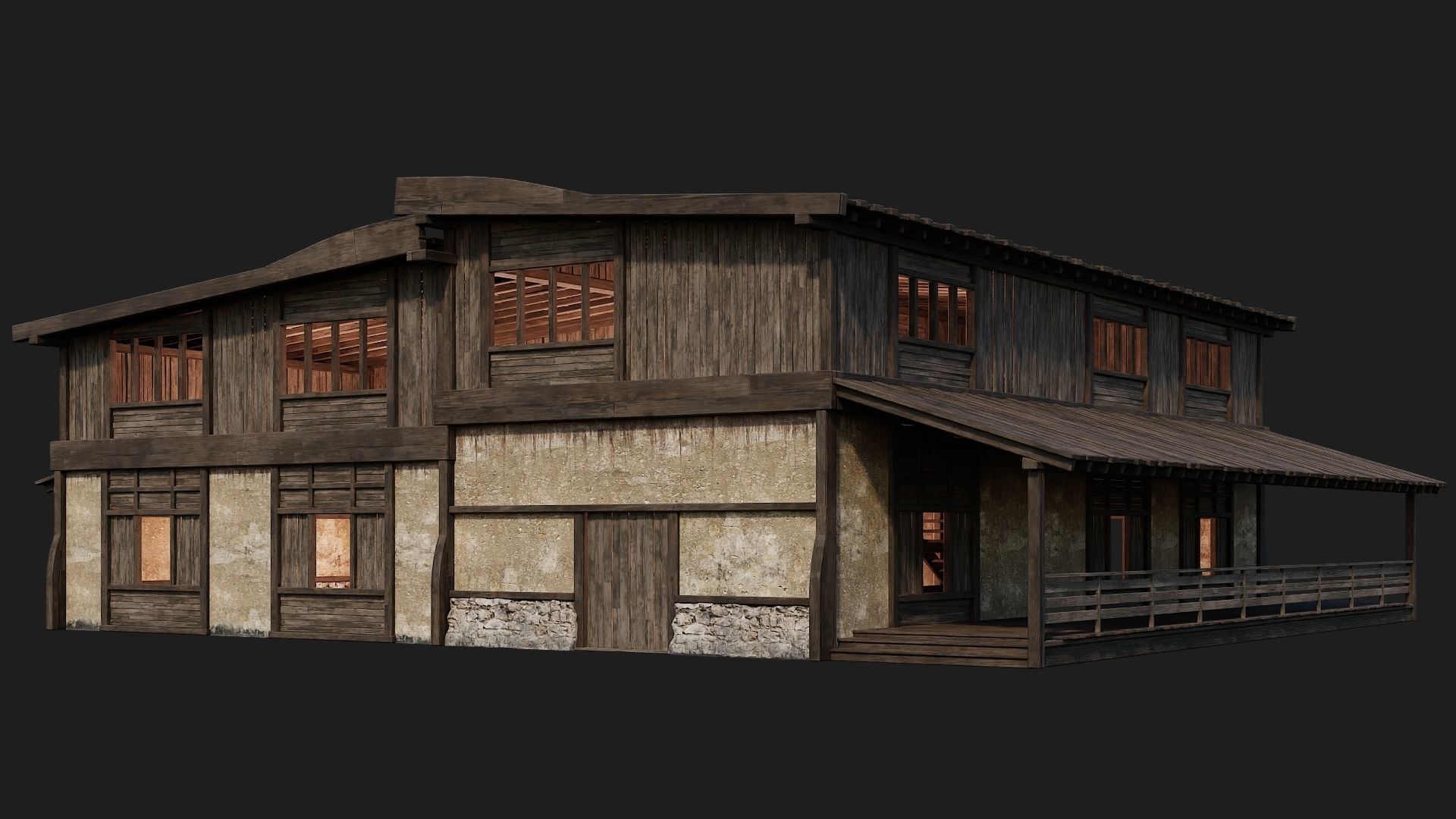 4 Old Buildings Pack 4K Textures GameReady 177 to 180 Low-poly 3D model_24