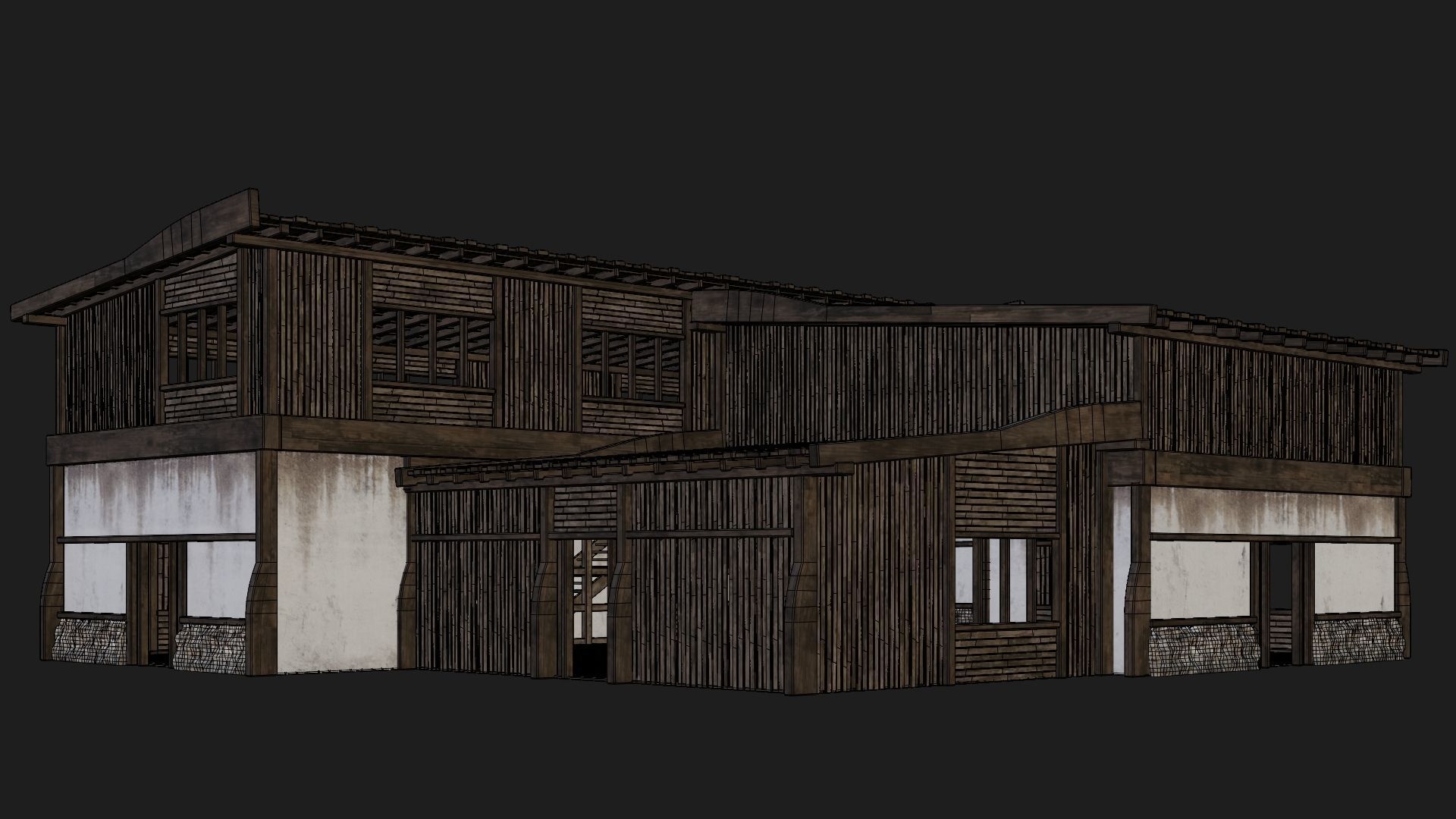 4 Old Buildings Pack 4K Textures GameReady 177 to 180 Low-poly 3D model_44