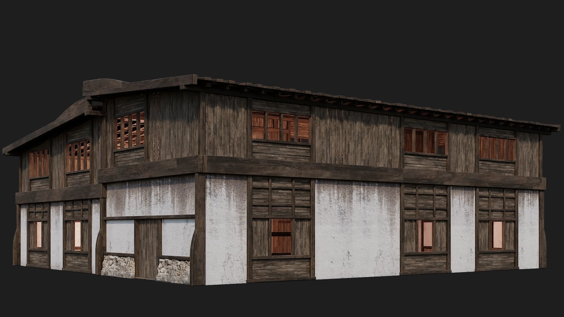 4 Old Buildings Pack 4K Textures GameReady 177 to 180 Low-poly 3D model_46