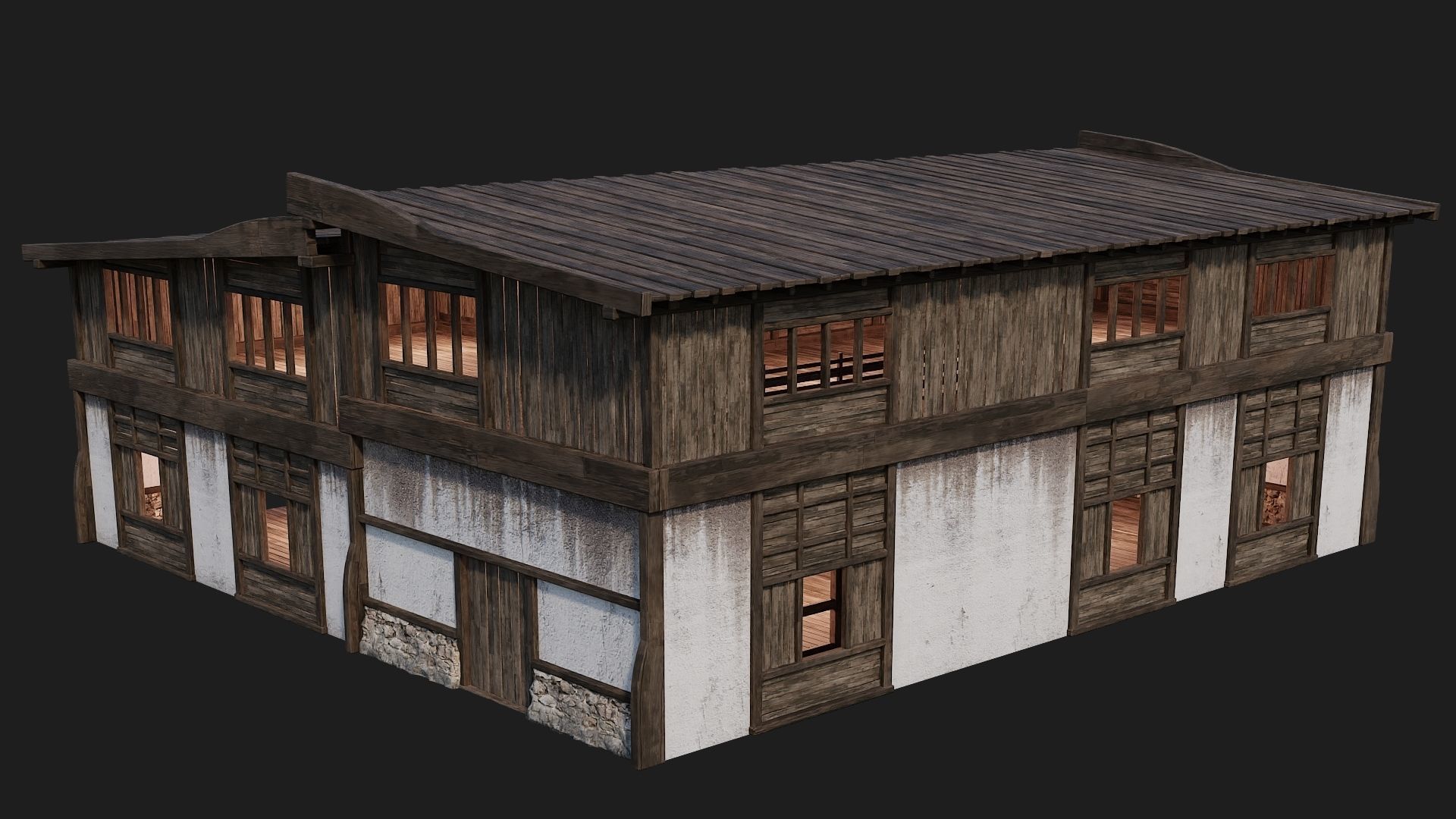 4 Old Buildings Pack 4K Textures GameReady 177 to 180 Low-poly 3D model_52