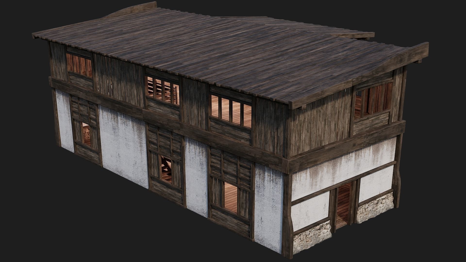 4 Old Buildings Pack 4K Textures GameReady 177 to 180 Low-poly 3D model_31