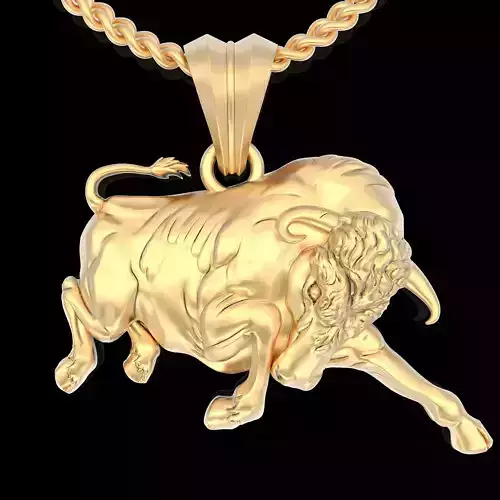 Wild cow pendant silver gold printable jewelry 3D model