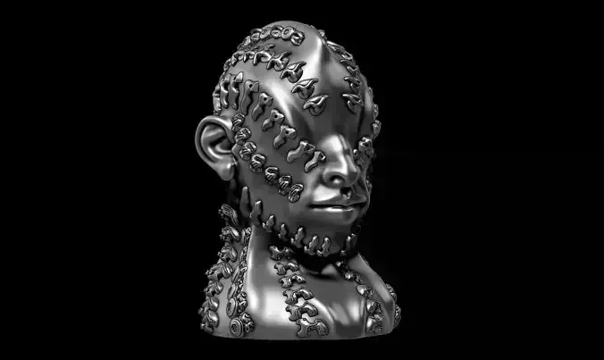 modern abstract robotic human head a165