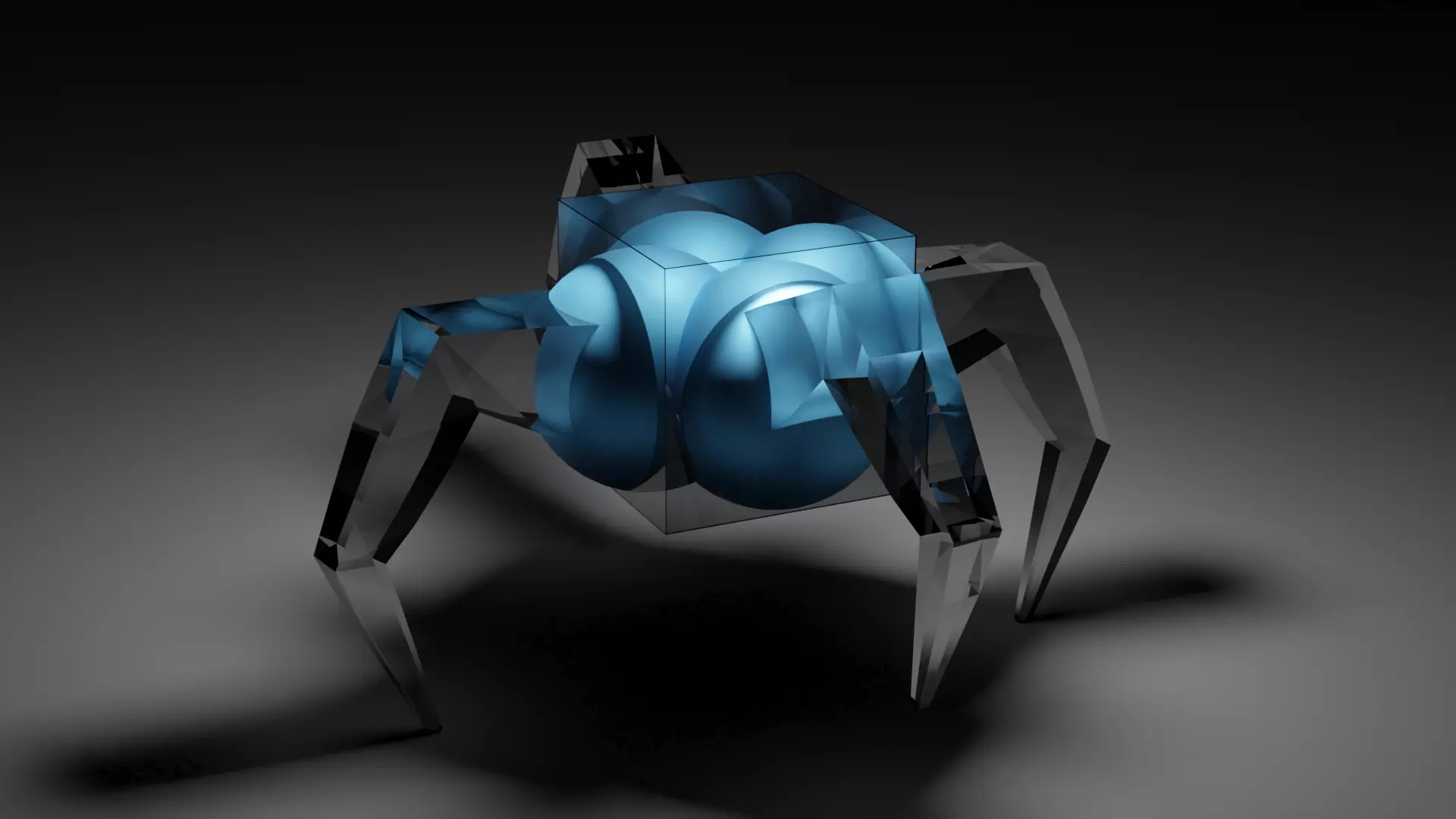 Cube Robot Low-poly 3D model_0