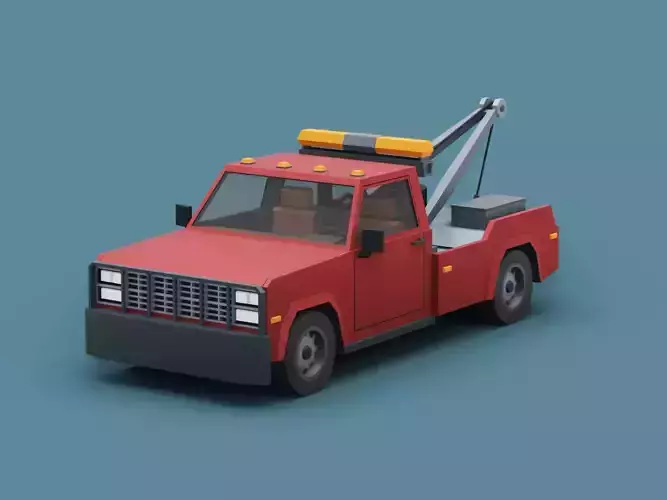 Stylized Cartoon Tow Truck 80s