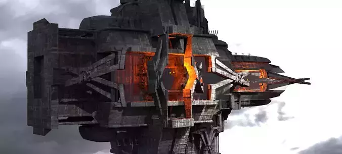 Dark cyberpunk Sci-Fi Ship  Kit bash  3D model