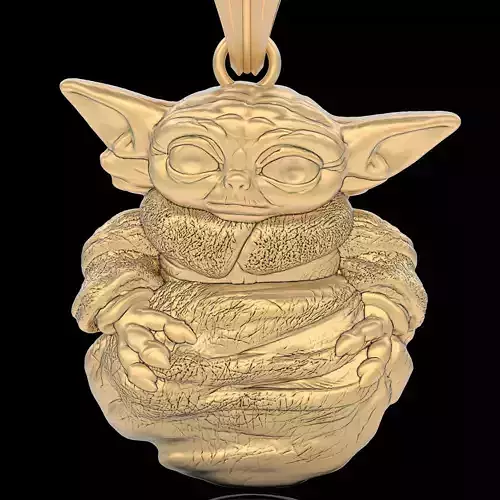 Baby Yoda pendant silver gold printable jewelry 3D model