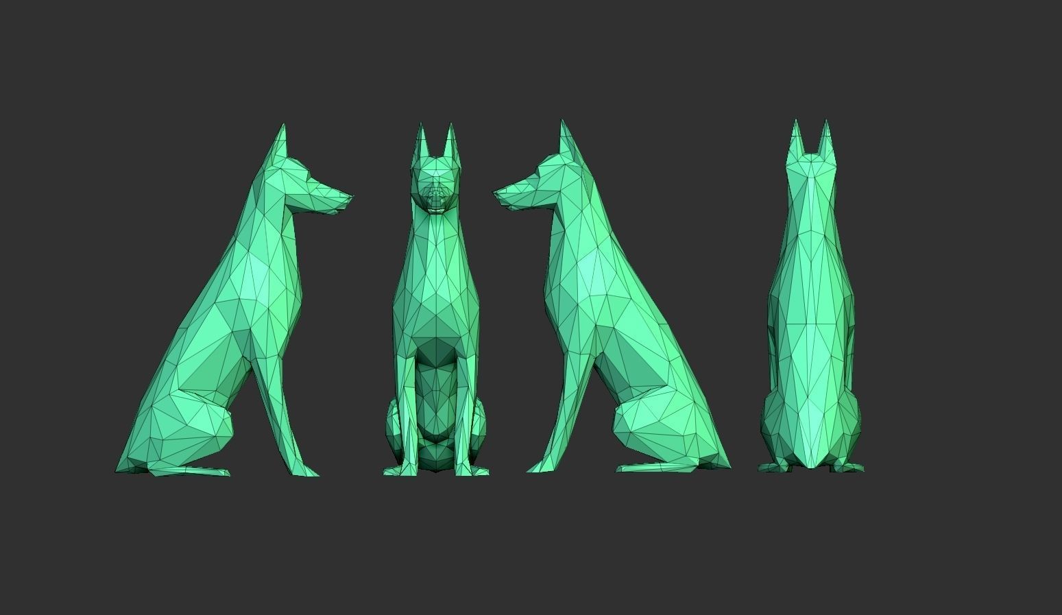 Doberman Pinscher Low Poly 3D print model_10