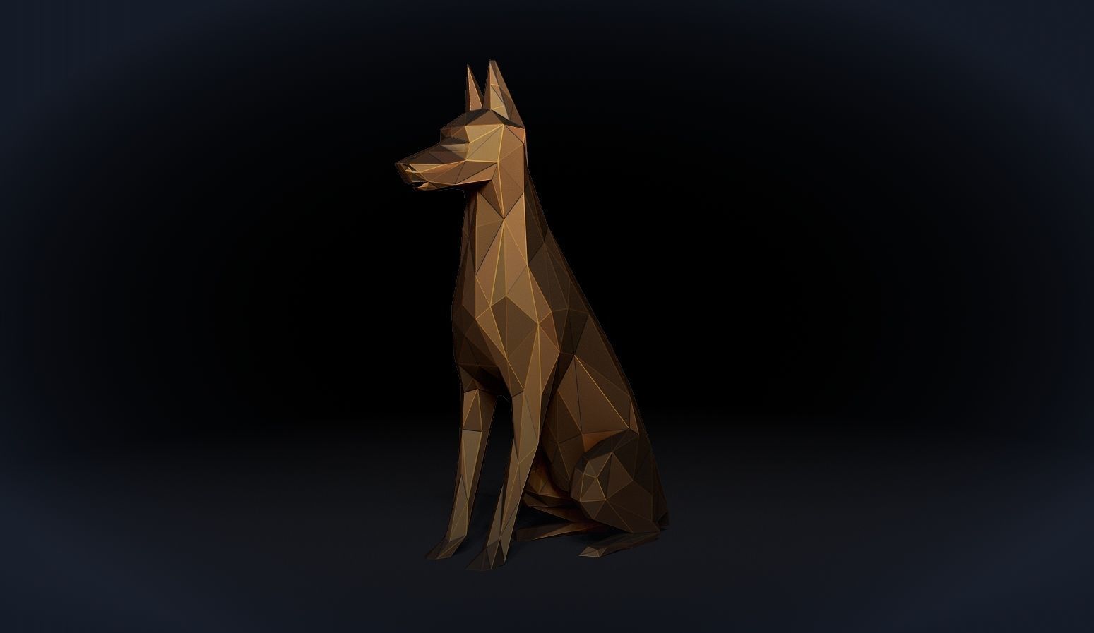 Doberman Pinscher Low Poly 3D print model_3