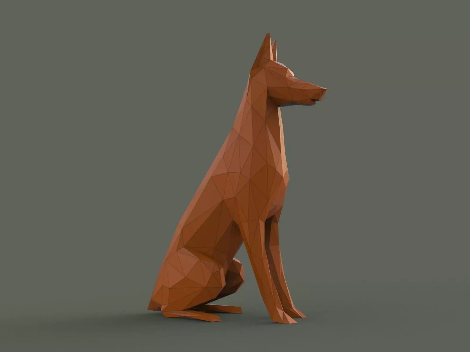 Doberman Pinscher Low Poly 3D print model_0
