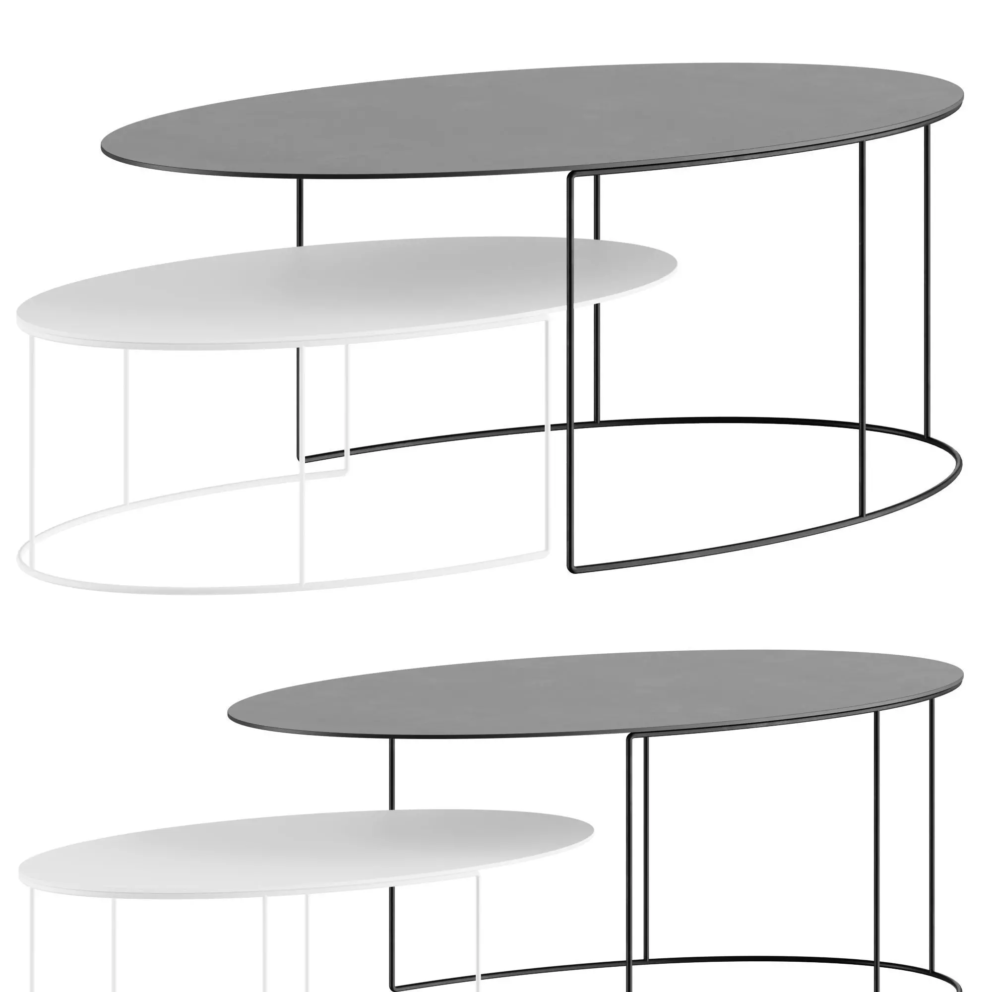 Slim Irony Oval - Coffee Table 3D model_0
