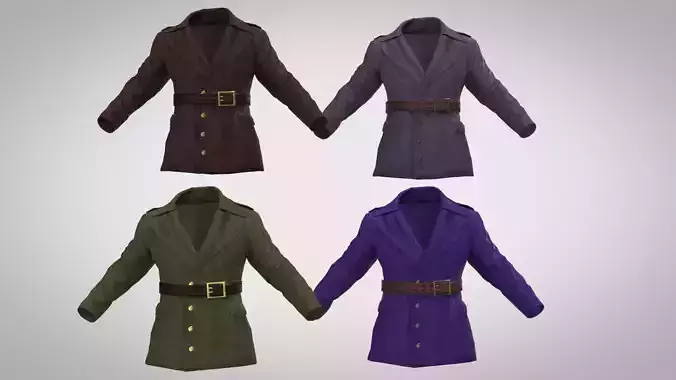 jacket military trench coat Low-poly 3D model