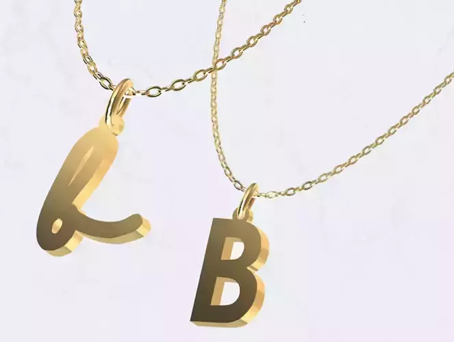 B - Letter Alphabet Pendant Necklace
