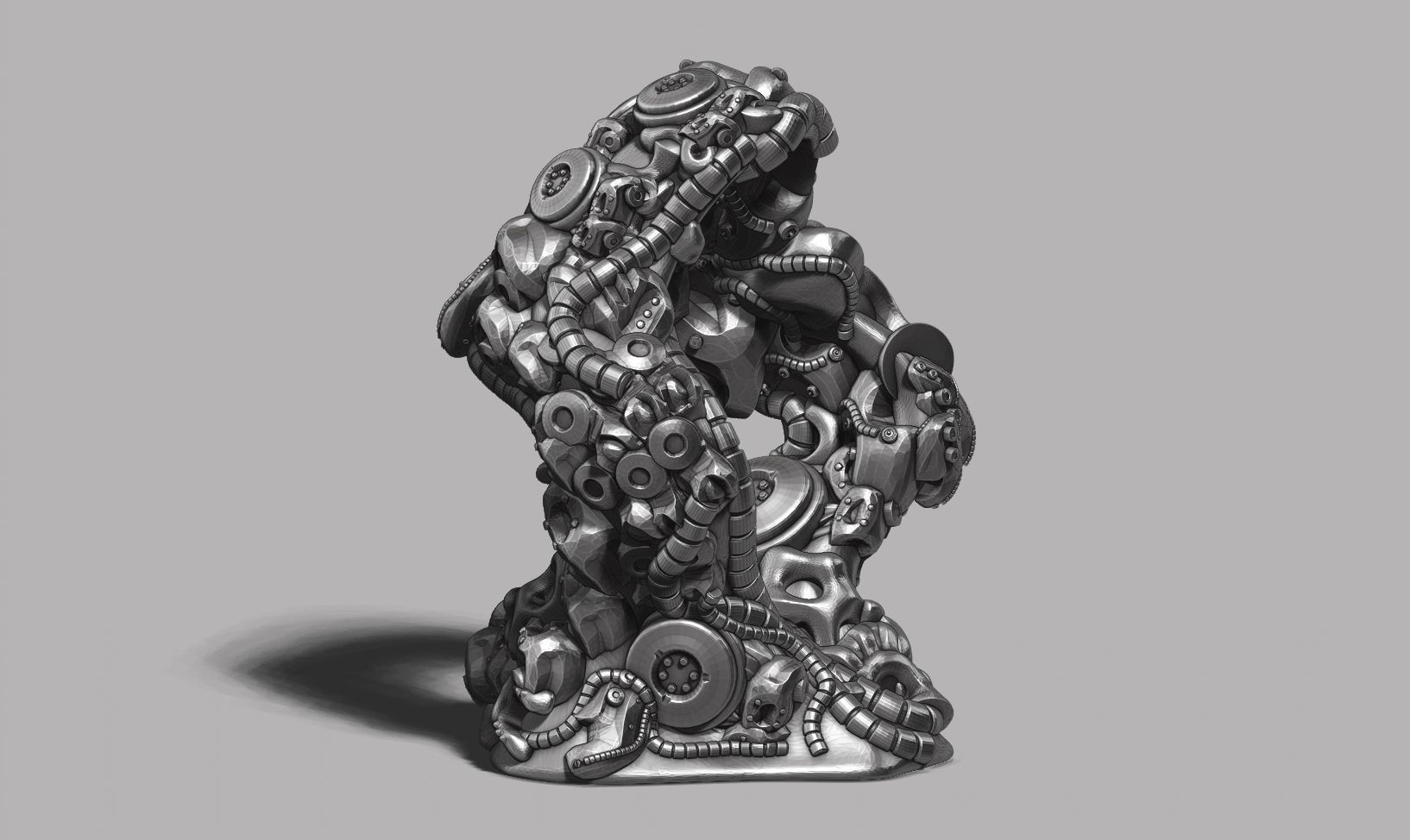 Modern Abstract robotic sculpture 3d print model 167 3D print model_3