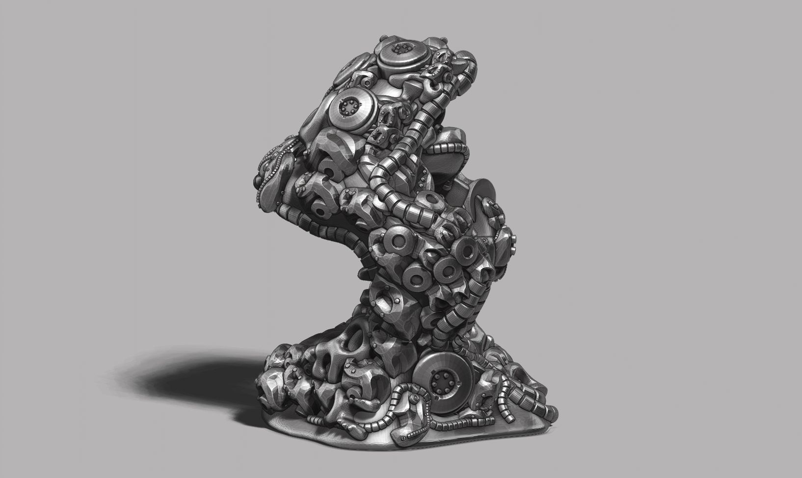 Modern Abstract robotic sculpture 3d print model 167 3D print model_4