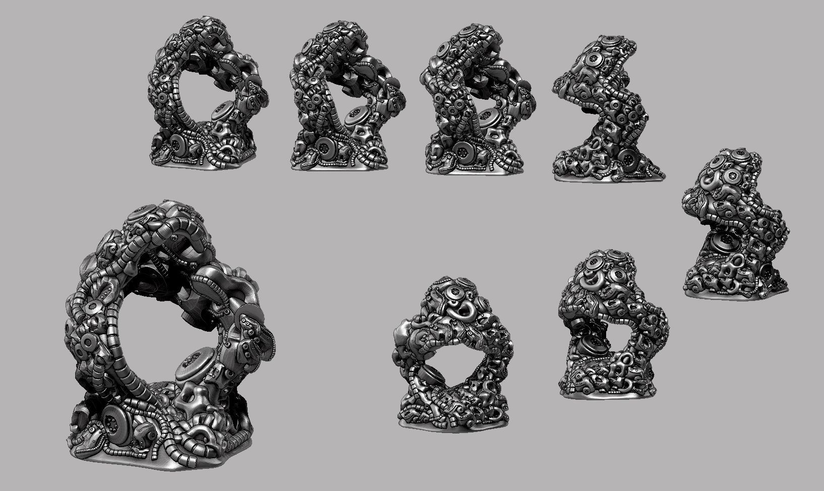 Modern Abstract robotic sculpture 3d print model 167 3D print model_2