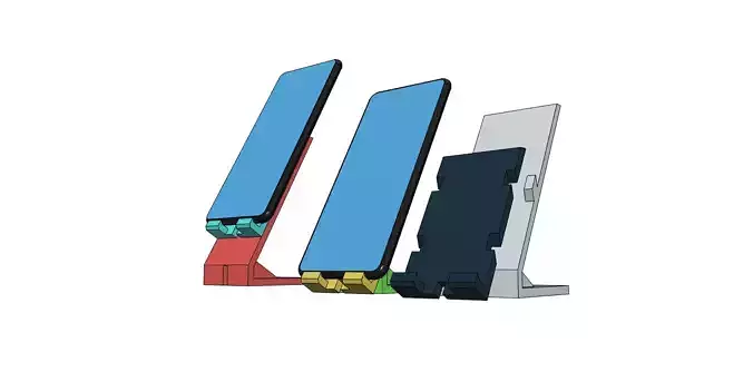 Adjustable phone stand with cable holder easy print