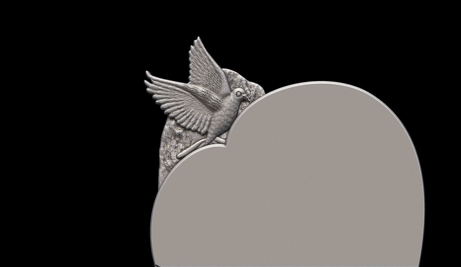 Memorial Tombstone with Pigeon for Cnc Carving 3D print model_6