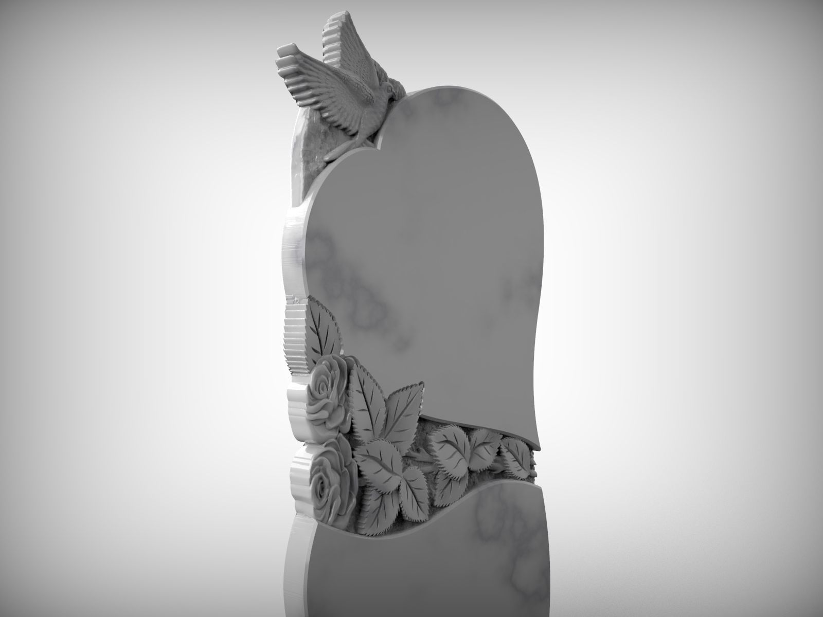 Memorial Tombstone with Pigeon for Cnc Carving 3D print model_2