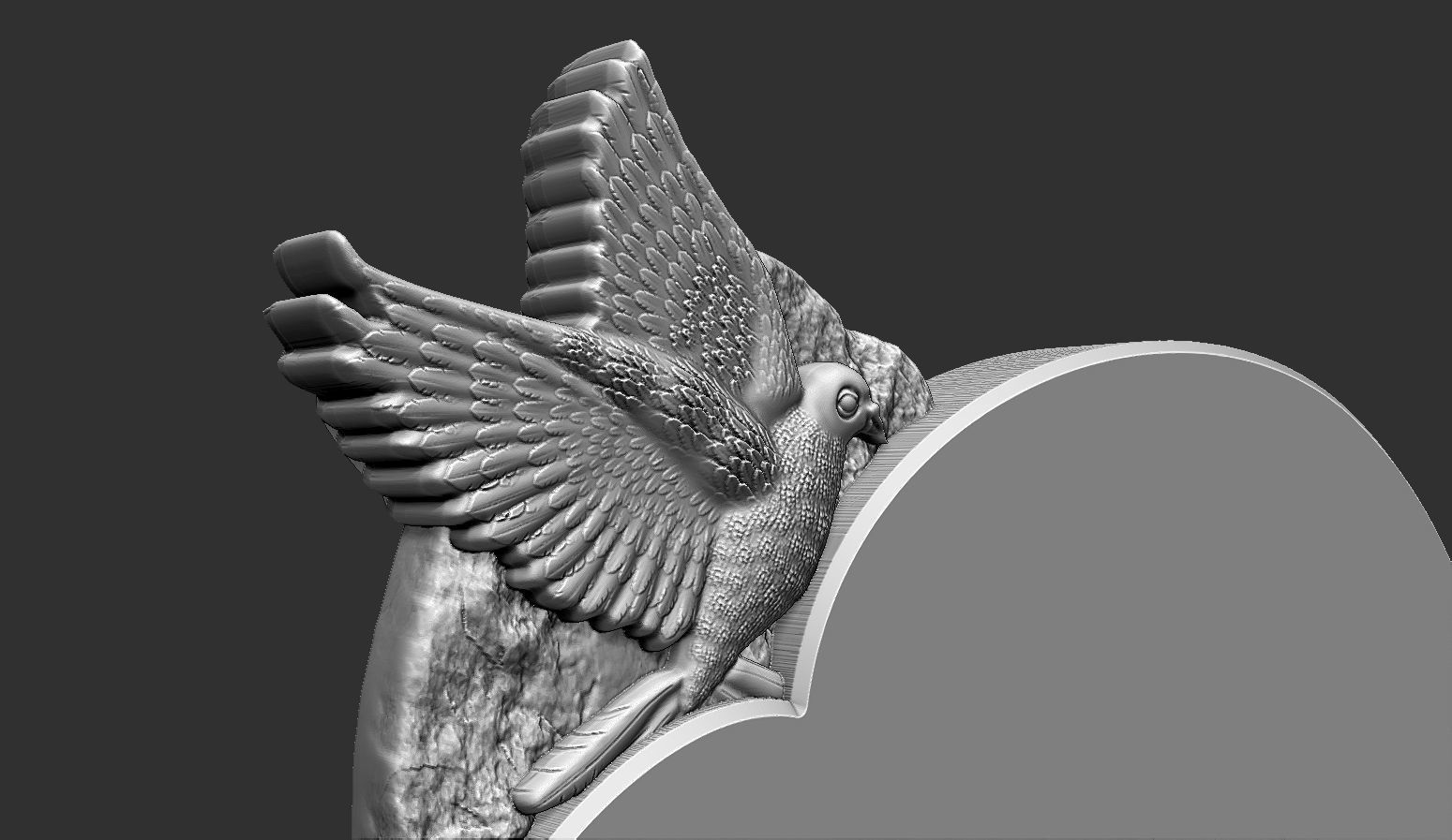 Memorial Tombstone with Pigeon for Cnc Carving 3D print model_7