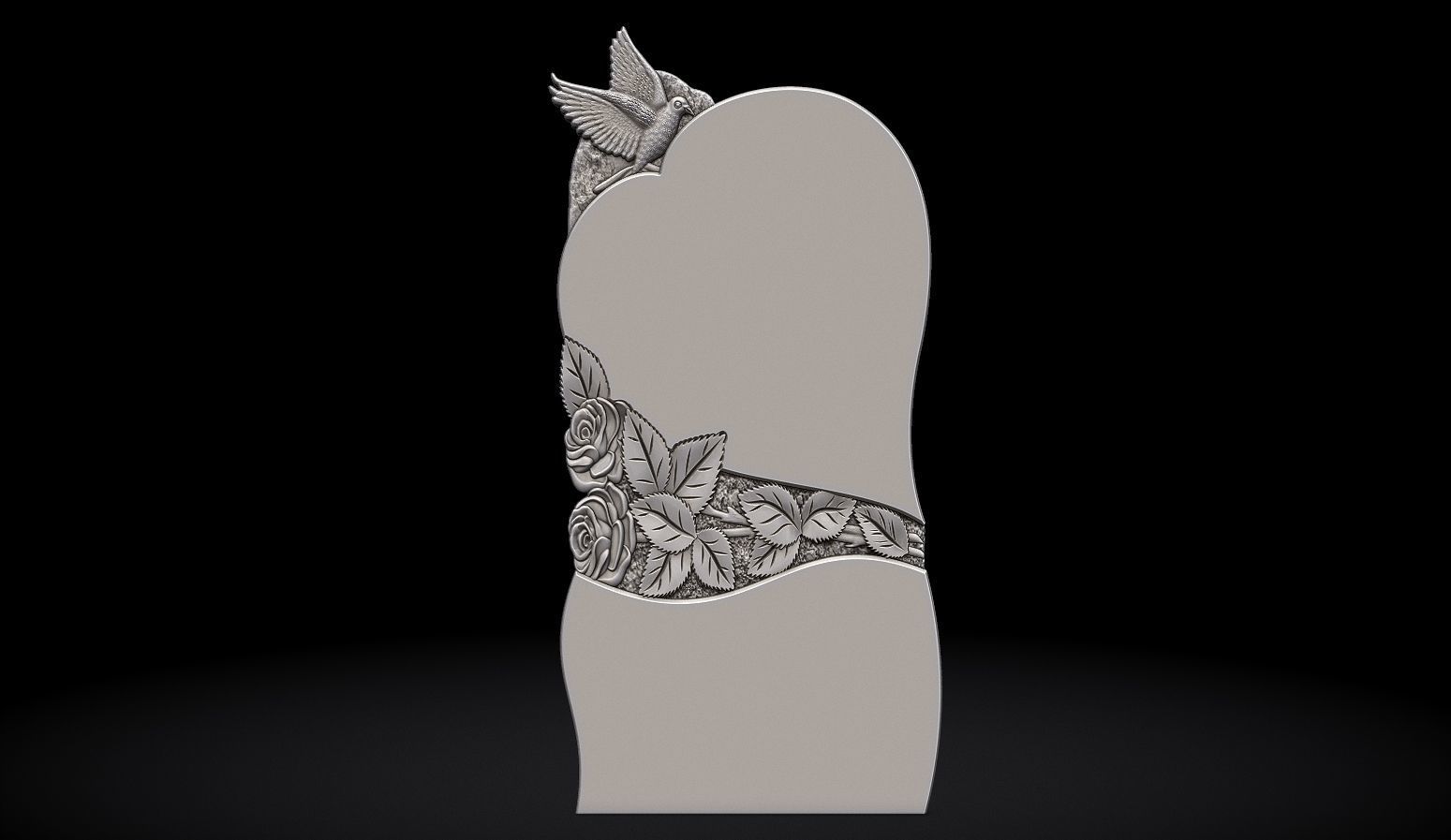 Memorial Tombstone with Pigeon for Cnc Carving 3D print model_3