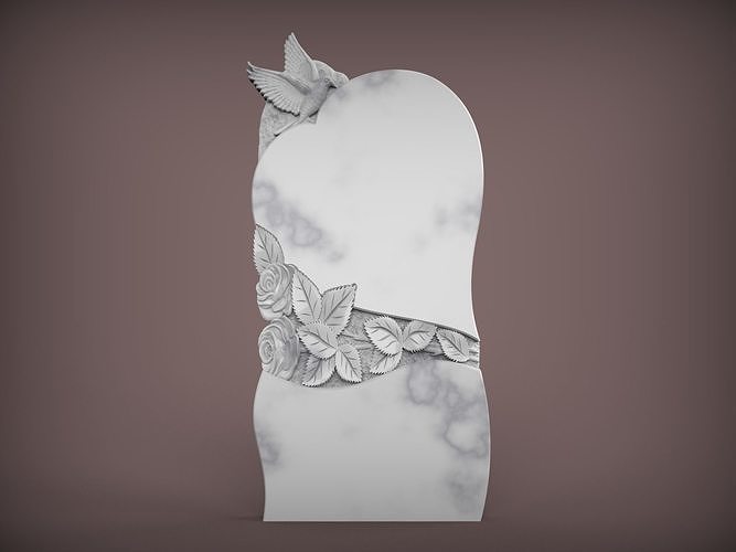Memorial Tombstone with Pigeon for Cnc Carving 3D print model