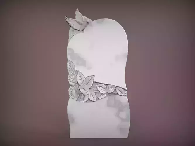 Memorial Tombstone with Pigeon for Cnc Carving 3D print model