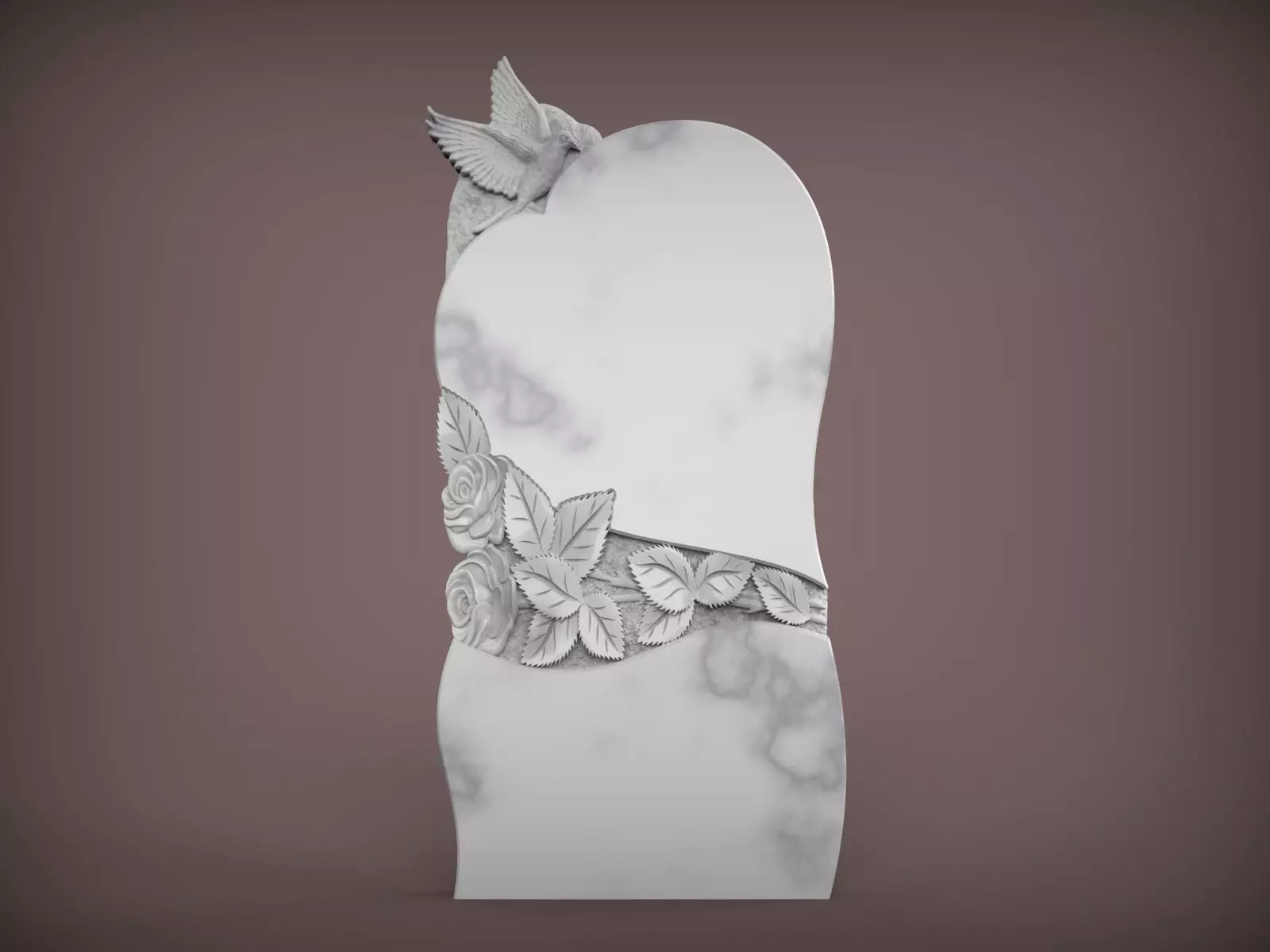 Memorial Tombstone with Pigeon for Cnc Carving 3D print model_0