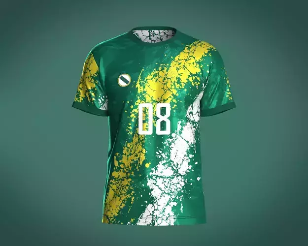 Soccer Green and White Jersey-08