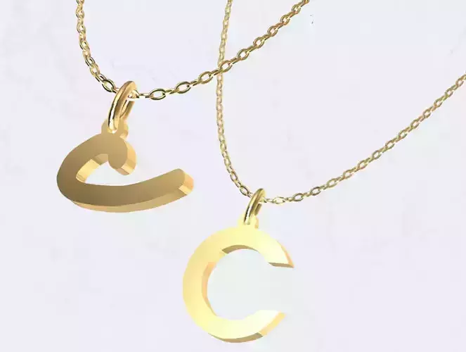 C - Letter Alphabet Pendant Necklace