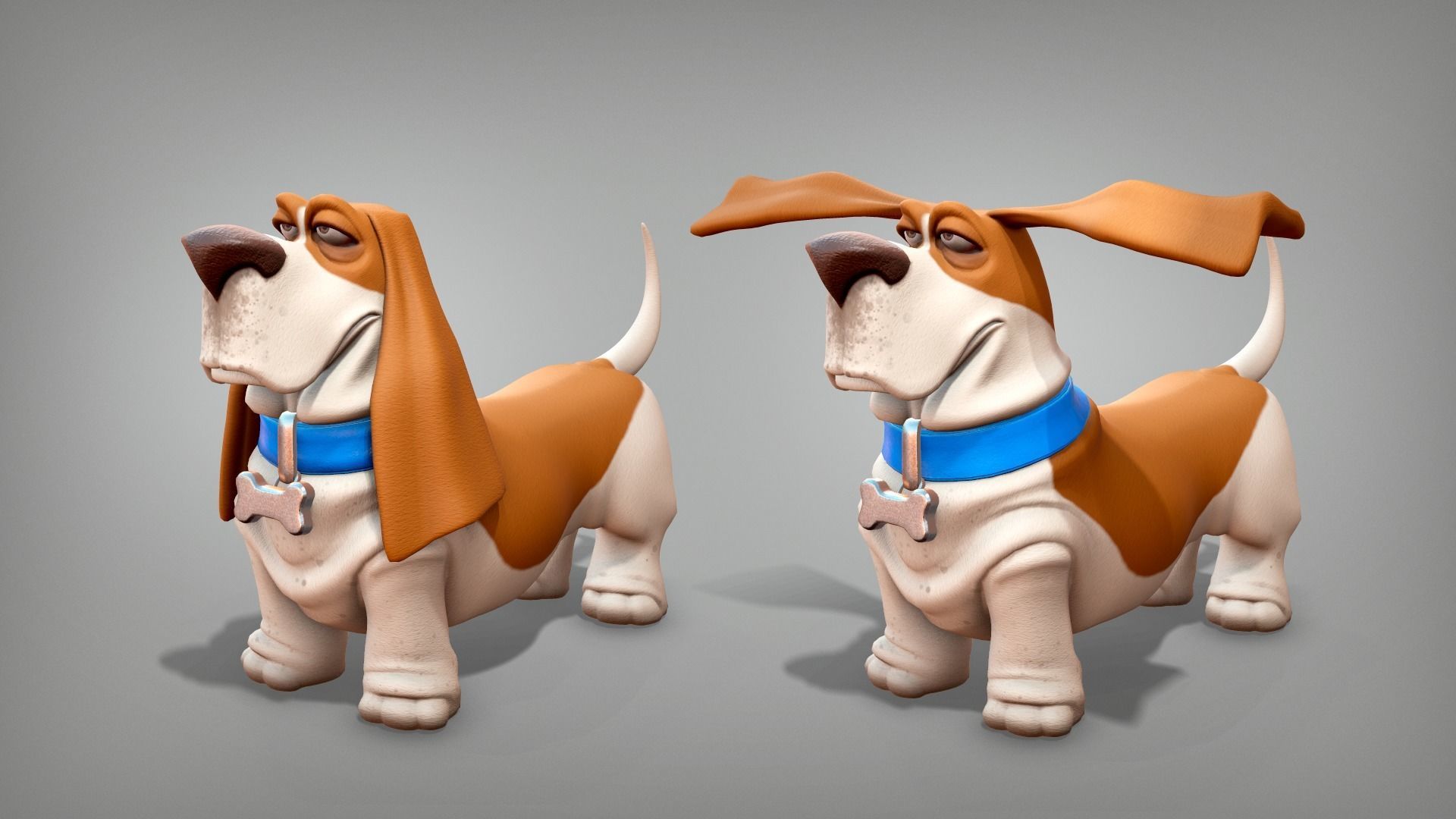 Cartoon character dog Basset hound base mesh Low-poly 3D model_8