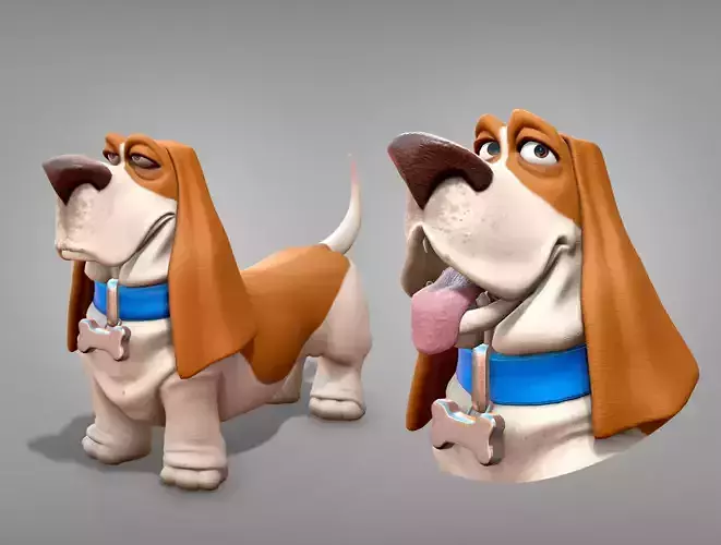 Cartoon character dog Basset hound base mesh
