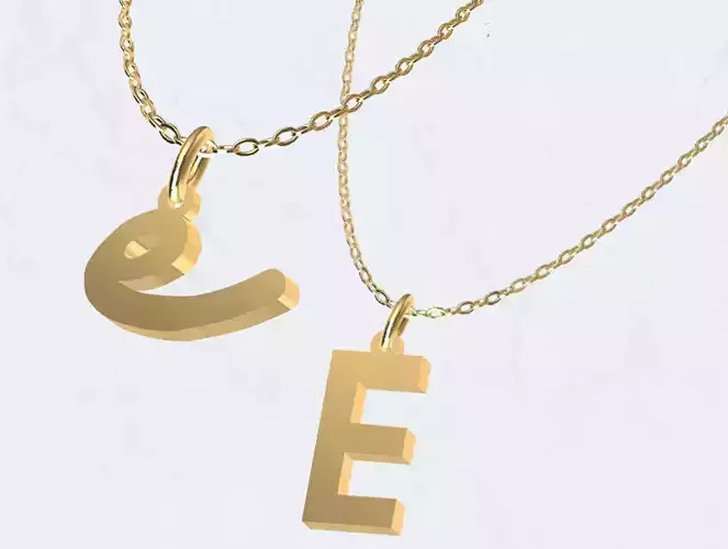 E - Letter Alphabet Pendant Necklace
