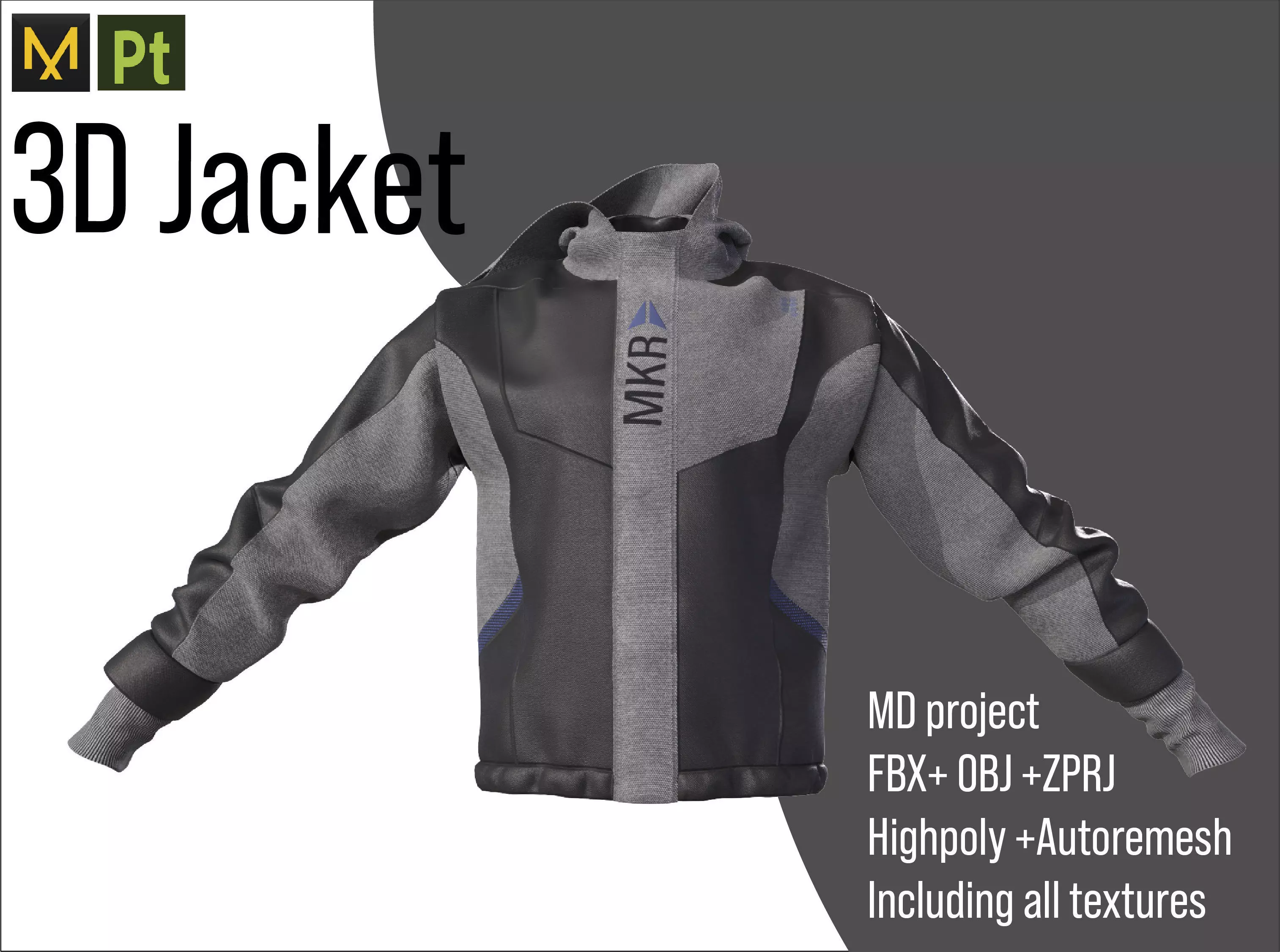 3d male jacket outfit clothes 3D model_0