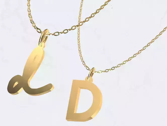 D - Letter Alphabet Pendant Necklace