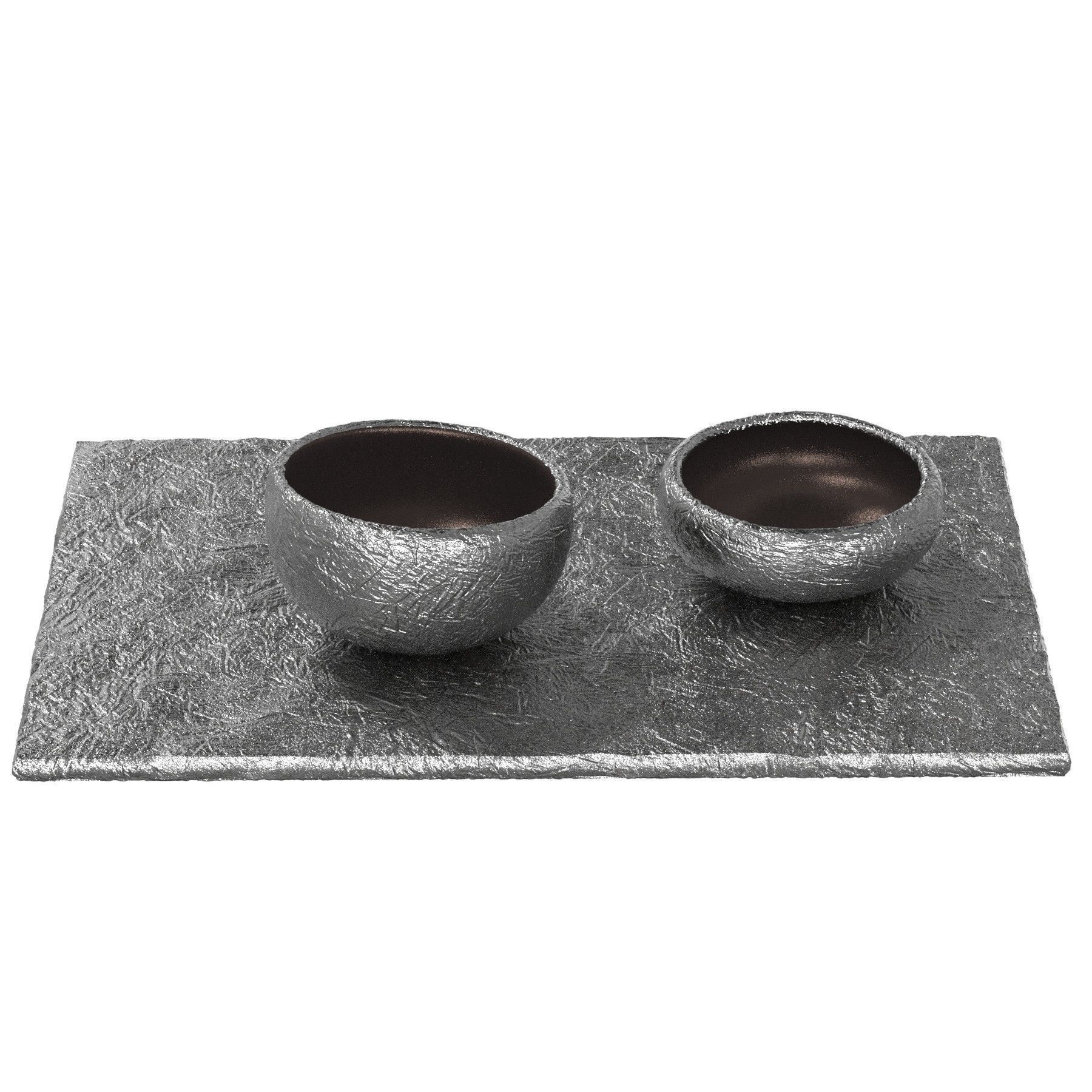 Stone Basalt Bowls and Tray 3D model_1