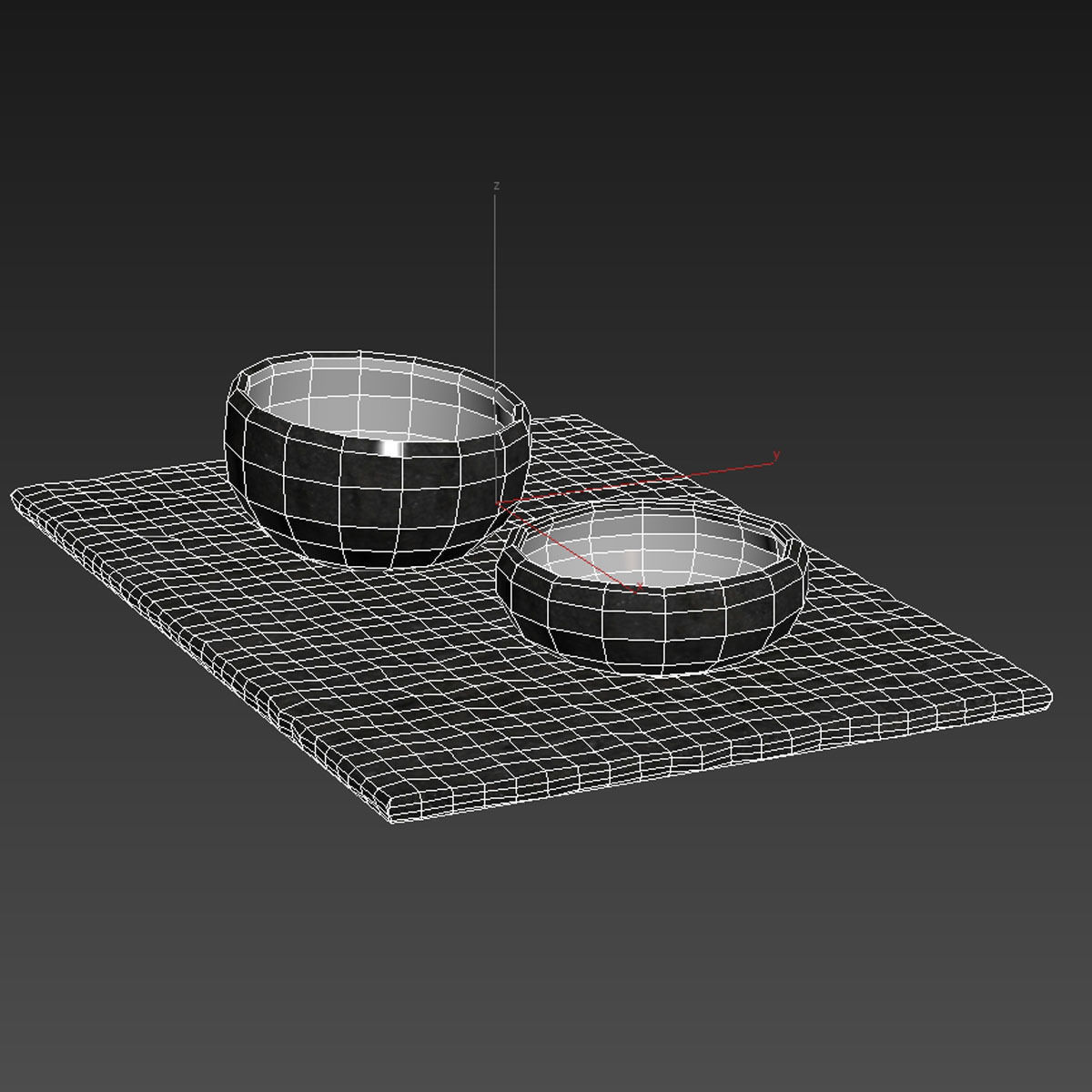 Stone Basalt Bowls and Tray 3D model_5