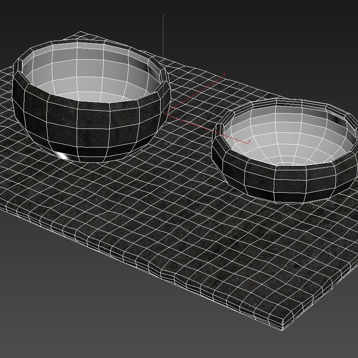 Stone Basalt Bowls and Tray 3D model_6