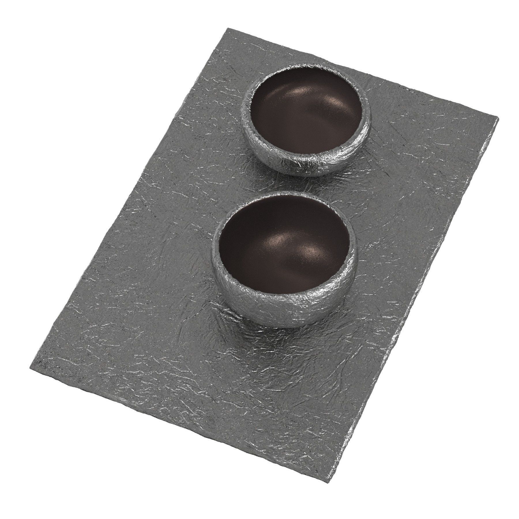 Stone Basalt Bowls and Tray 3D model_2