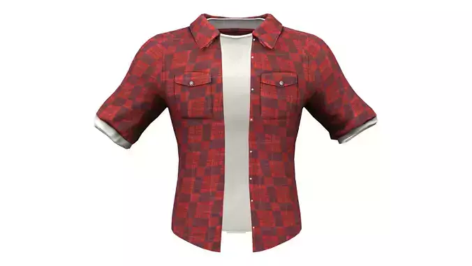 Open Front Rolled Up Sleeves Lumberjack Shirt With Tshirt Under
