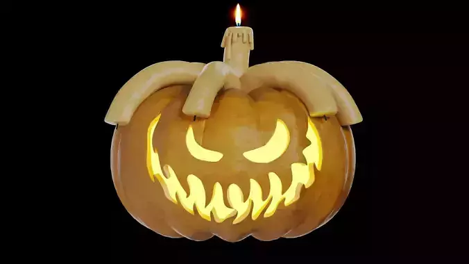 Helloween Pumpkin Jack-o-Lantern with Candles 3D model