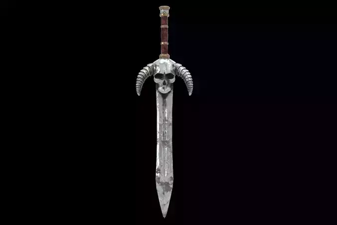 Skull Sword Low Poly