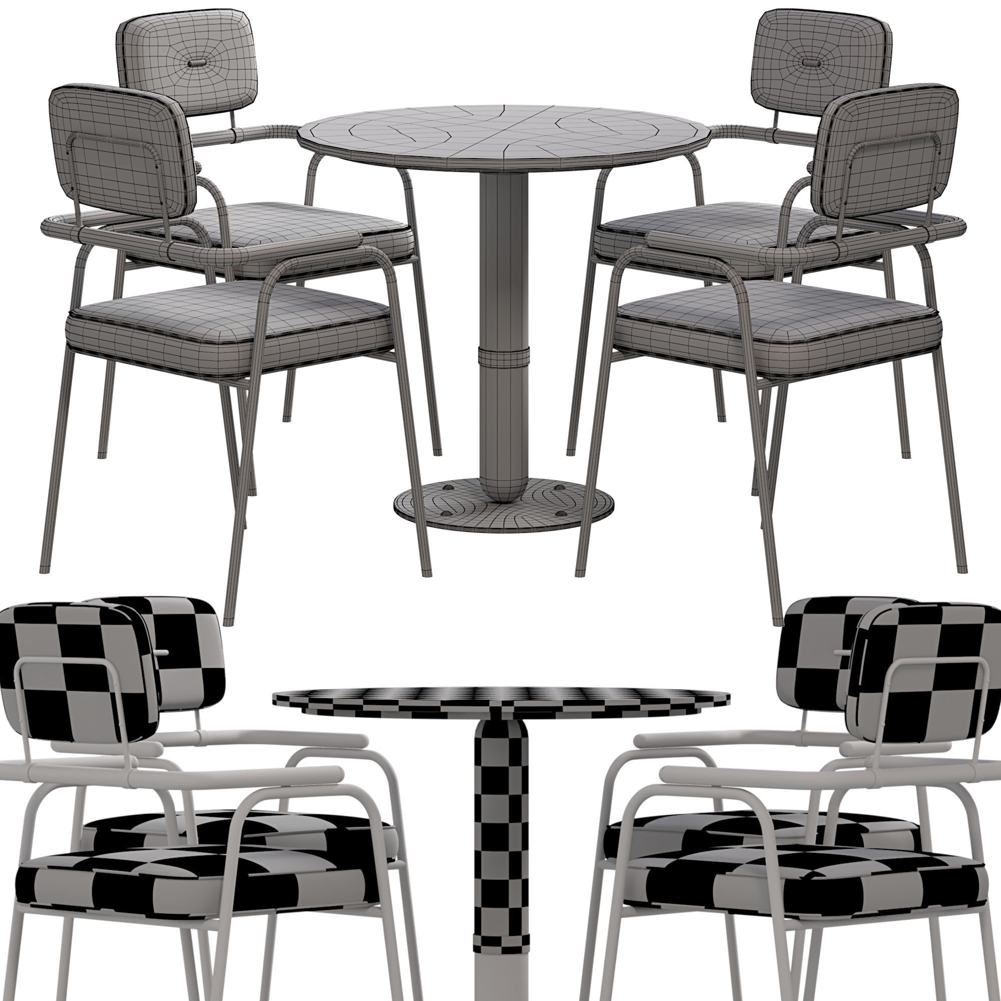 Dining table and chair by Mezzo 3D model_3