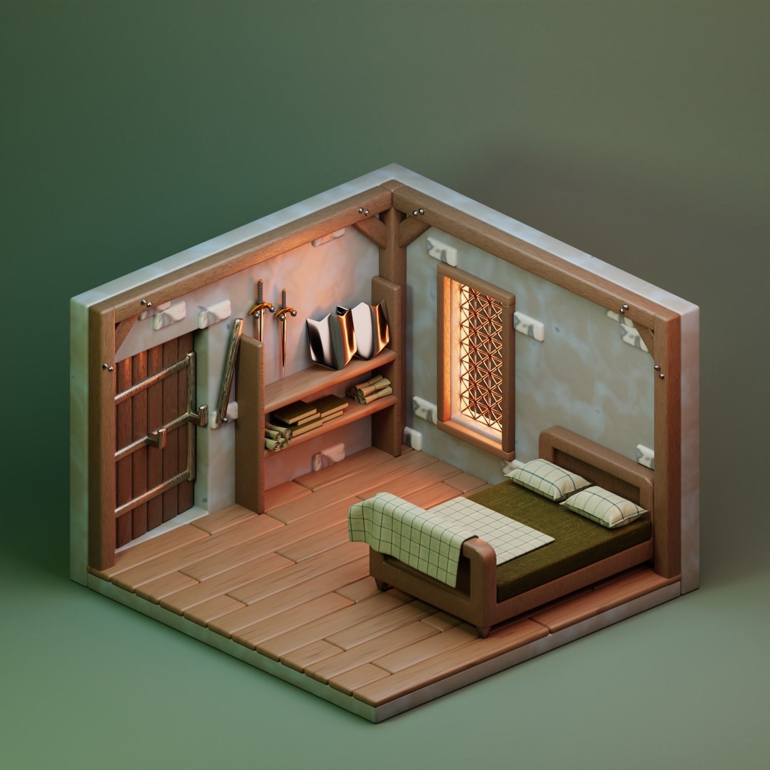 Castle Dorm 01 Low-poly 3D model_1