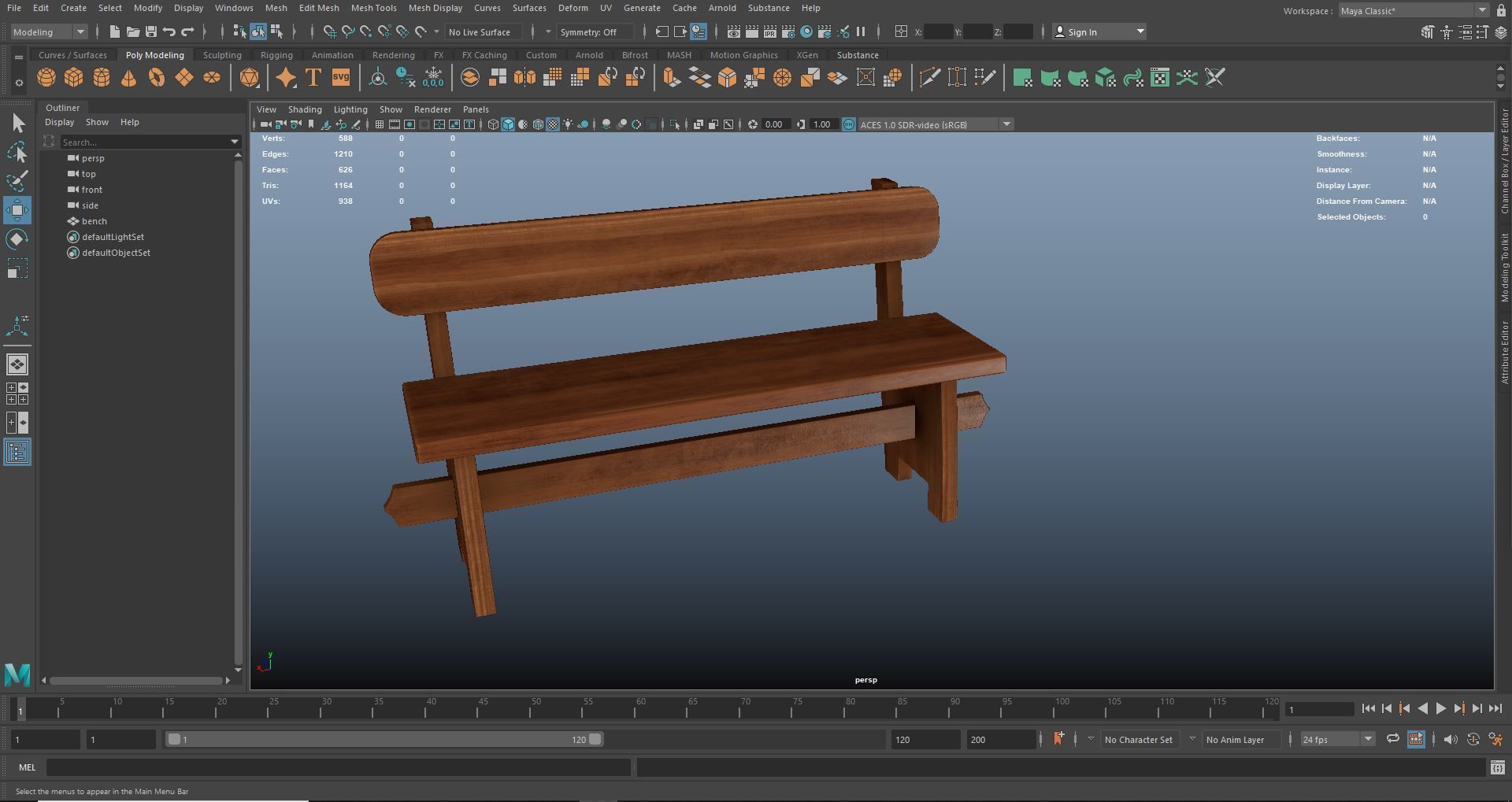 Modern Bench 3D Model AR VR Low-poly 3D model_18