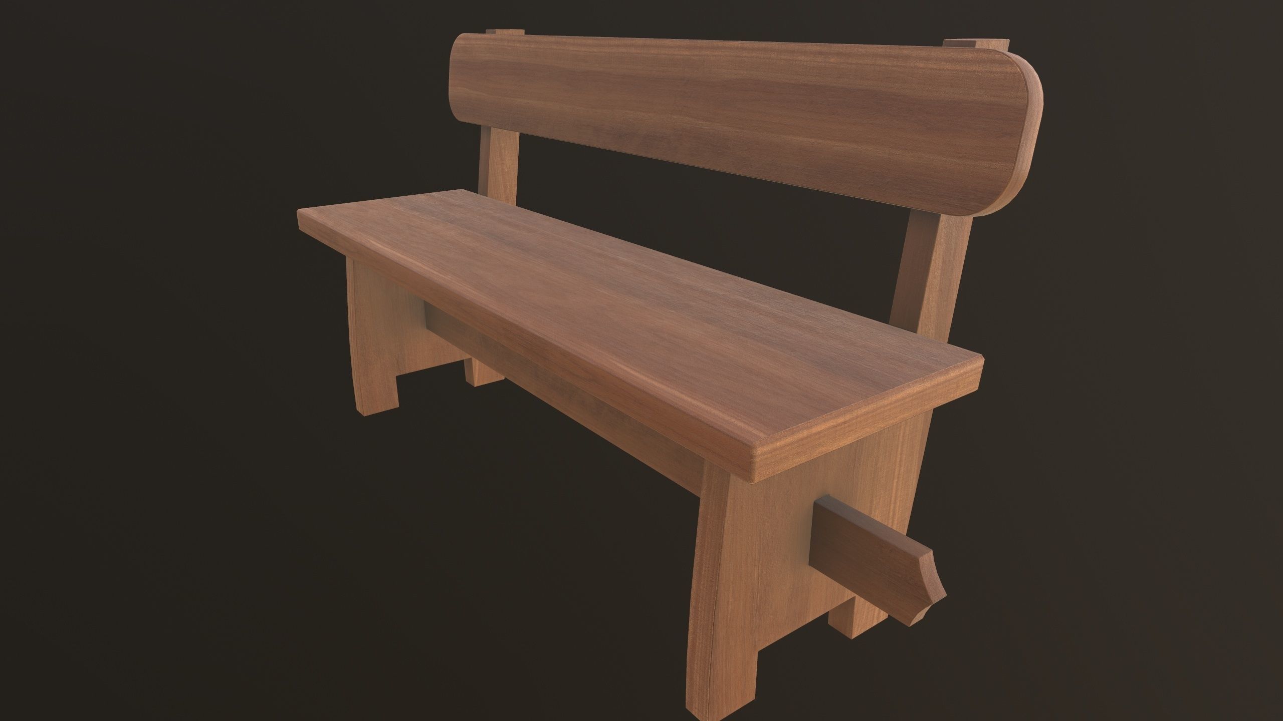 Modern Bench 3D Model AR VR Low-poly 3D model_5