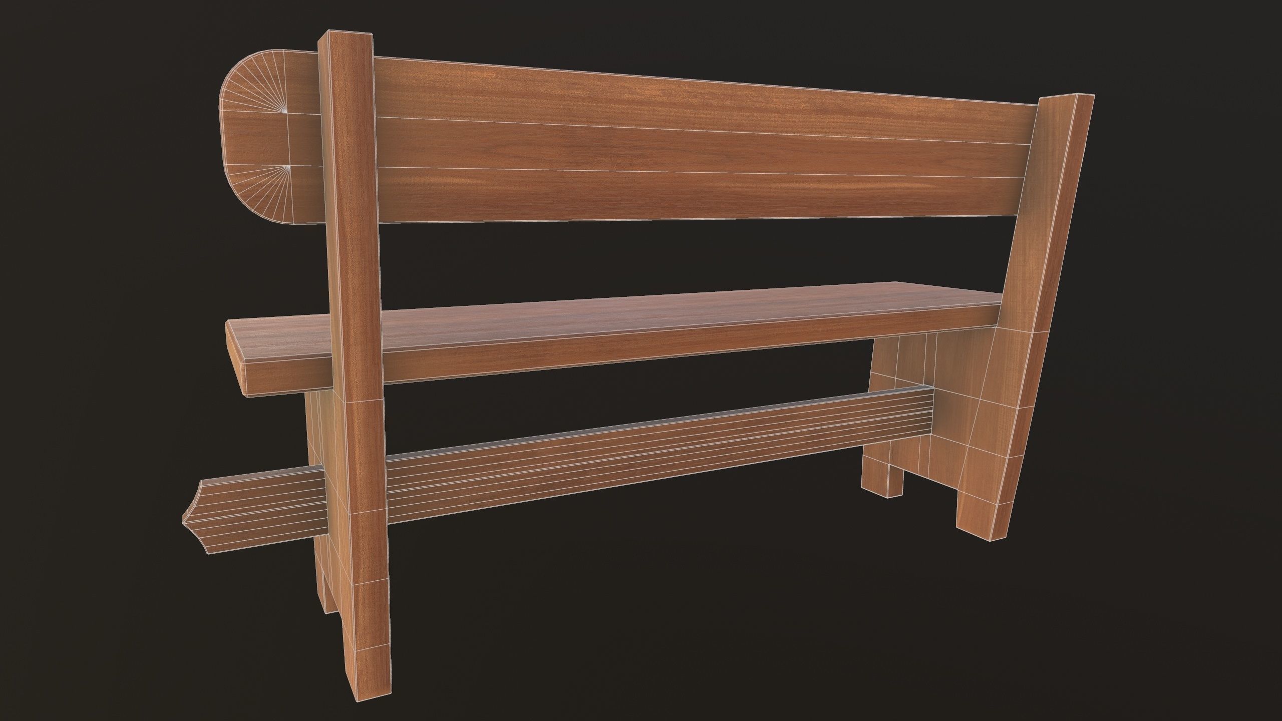 Modern Bench 3D Model AR VR Low-poly 3D model_16