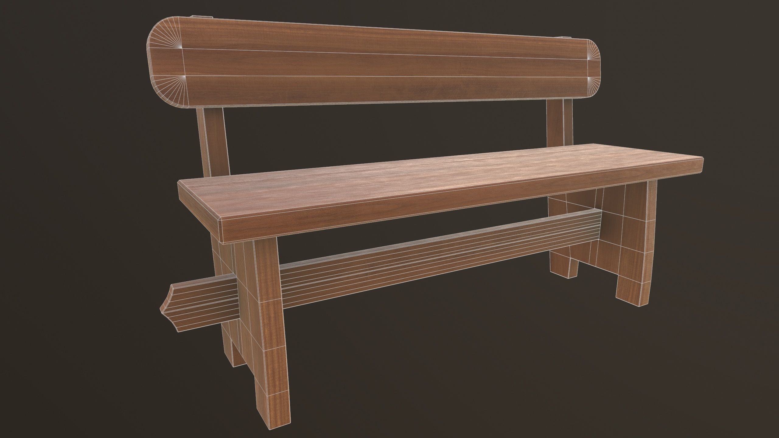 Modern Bench 3D Model AR VR Low-poly 3D model_15